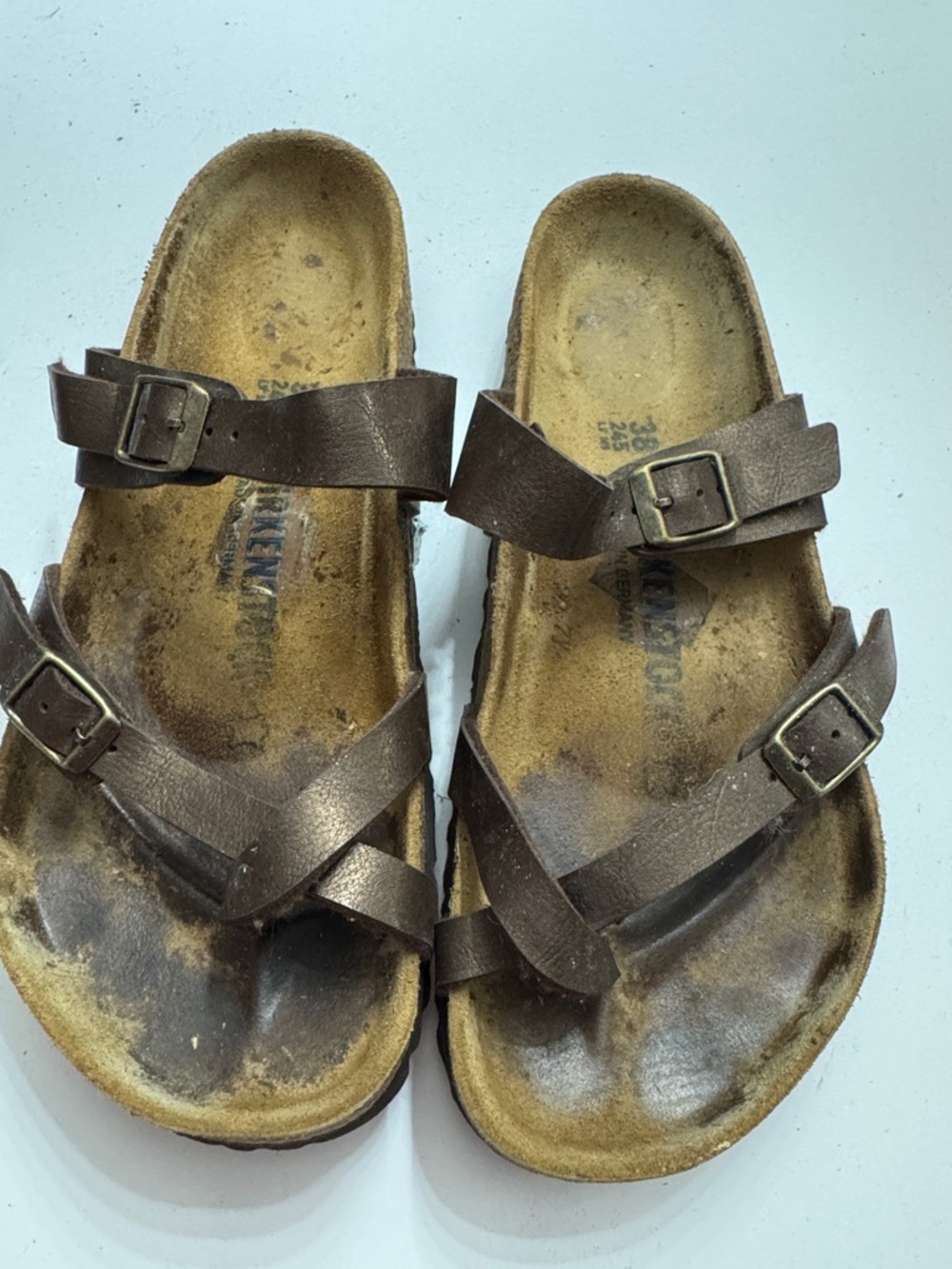 Birkenstock Brown Leather Double-Buckle Women's Sandals